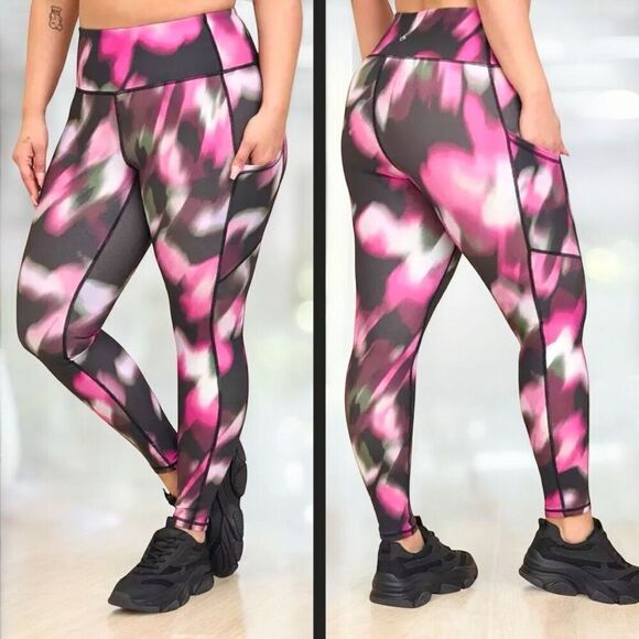 Torrid Black & Pink Full-Length Side Pocket Active Legging size 3 3XL - Picture 2 of 15